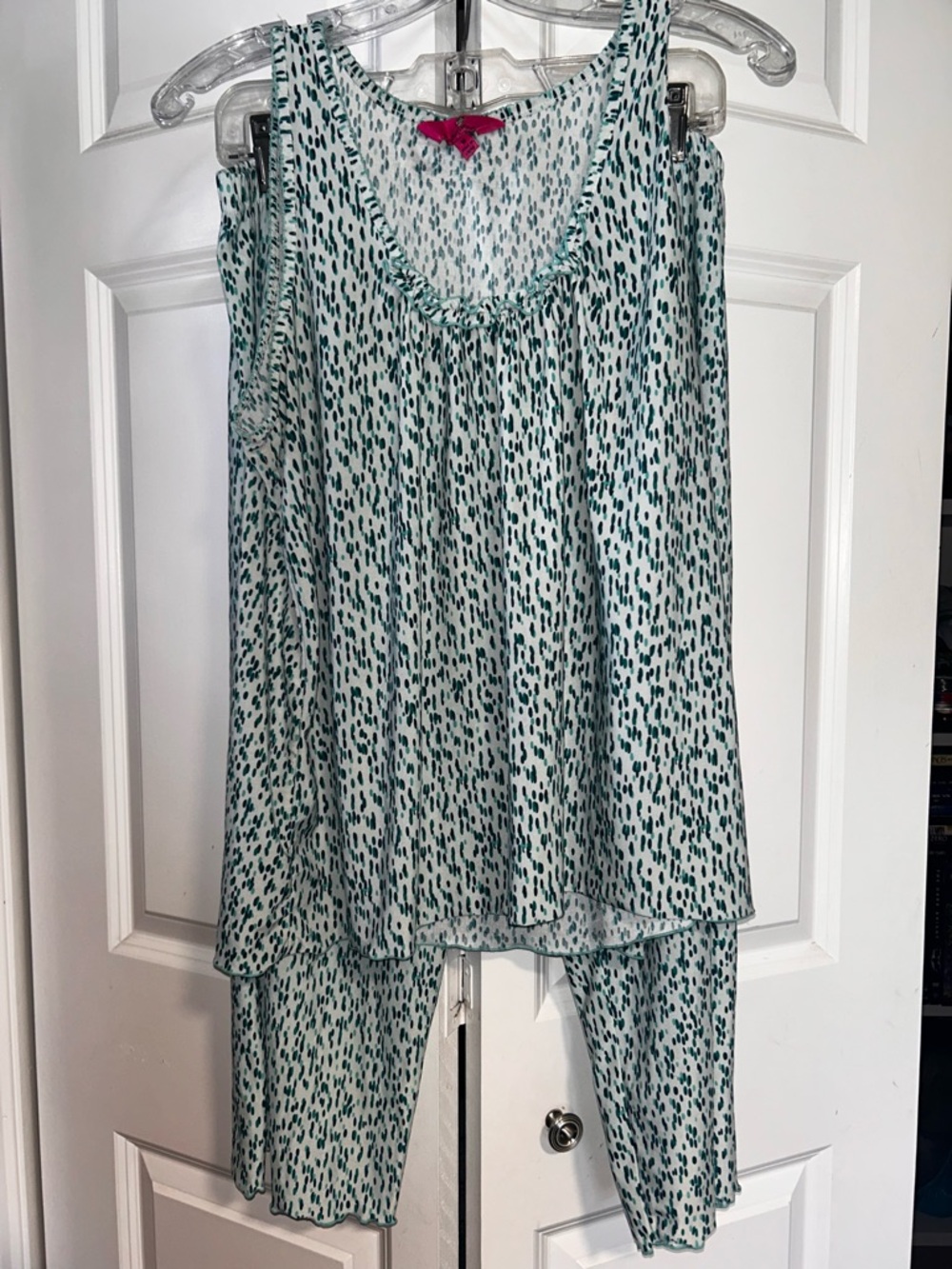 Light Teal Patterned Sleeveless Pajama Set